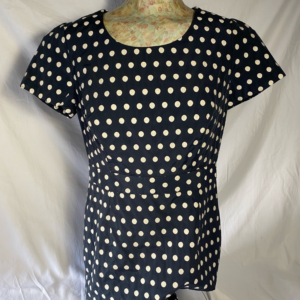 Navy Polka Dot Mid Length Dress